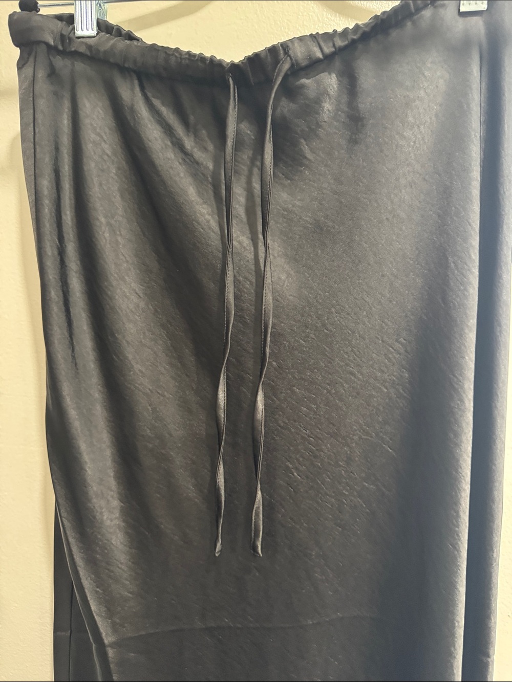 Women’s Maxi Skirt — Black Elegant Pull-String Waist - Picture 2 of 5